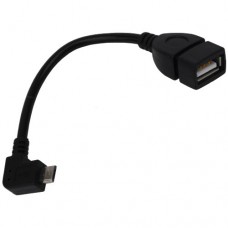 04-00-006. Шнур OTG (гнездо USB (A) - штекер micro USB угловой), черный, с кабелем 0,2м