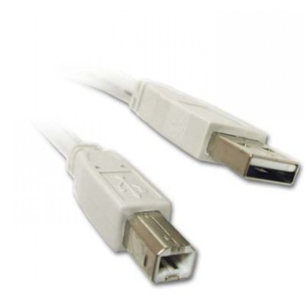05-08-061. Шнур USB штекер A - штекер В, version 2.0, белый, 0,8м