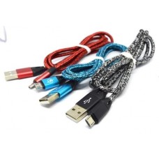 05-09-080. Шнур USB штекер А - штекер miсro USB, сетка, цветной, 1м