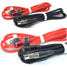 05-09-084. Шнур USB штекер А - штекер miсro USB угловой, сетка, цветной, 1м