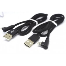 05-09-085. Шнур USB штекер А - штекер miсro USB угловой, сетка, цветной, 1м