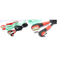 05-09-088. Шнур USB штекер А угловой - штекер miсro USB угловой, прорезиненный, цветной, 1м