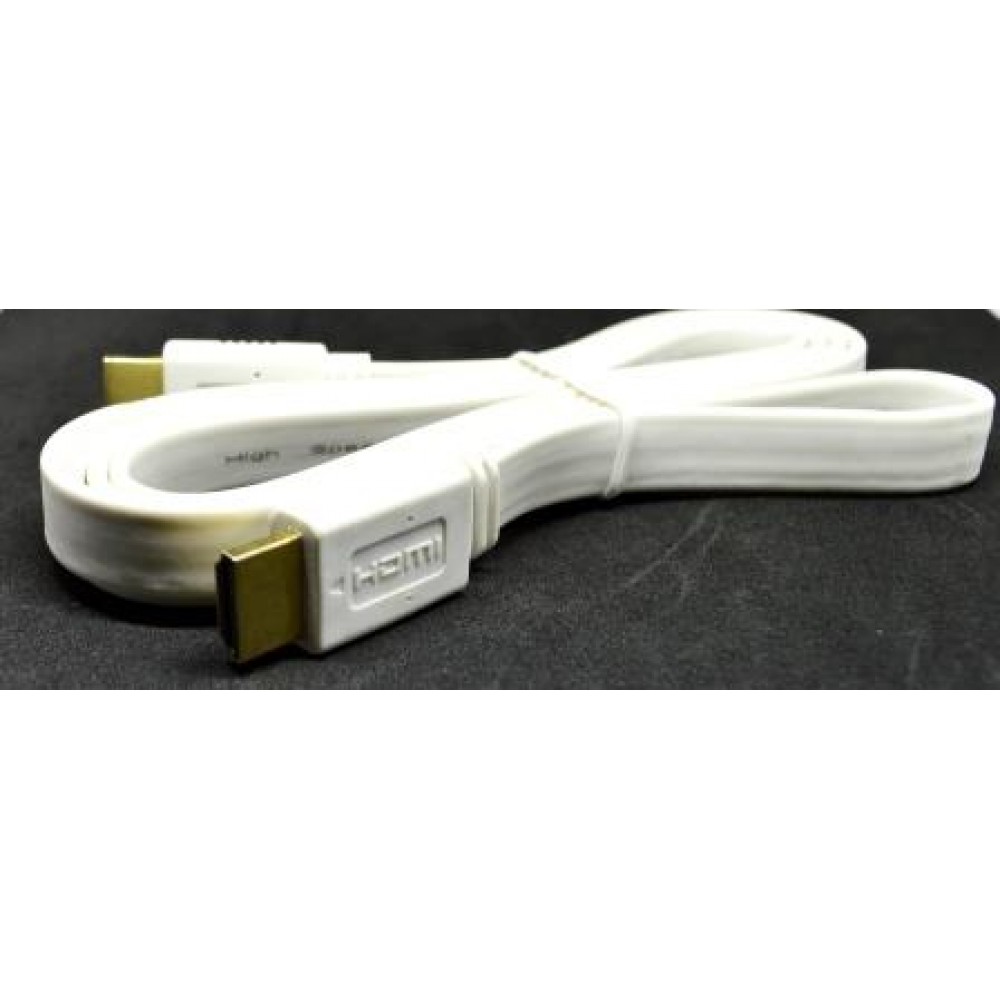 05-07-052. Шнур HDMI (штекер - штекер), version 1.4, плоский, белый, в блистере, 1,5м