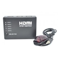 03-01-006. Свич 5 портов (суматор) HDMI (5 гнезд HDMI (IN) -> 1 HDMI (OUT)), с пультом