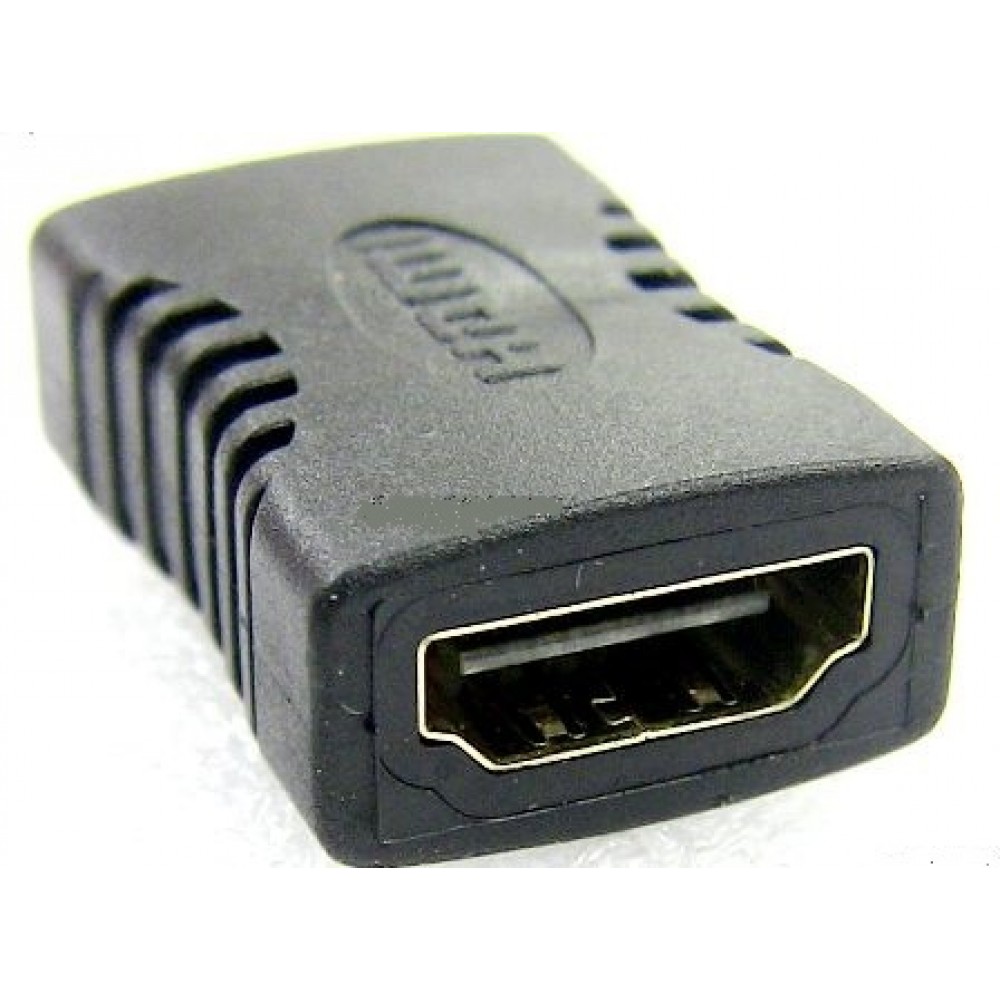 02-01-013. Переходник гнездо HDMI - гнездо HDMI, gold pin, короткий, корпус пластик, в блистере