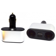 04-01-013. АЗУ (2 гнезда прикуривателя + 2 гнезда USB, 2.1А), корпус пластик, цветные