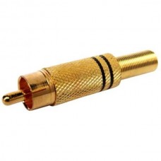 01-02-007. Штекер RCA, корпус металл, gold pin, с пружиной, диам.- 6.5мм, золотистый