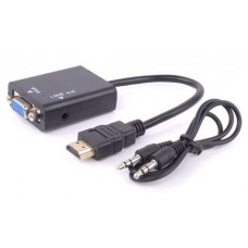 03-00-008. Конвертор HDMI в VGA (штекер HDMI -> гнездо VGA + гнездо 3,5мм), с кабелем 0,2м